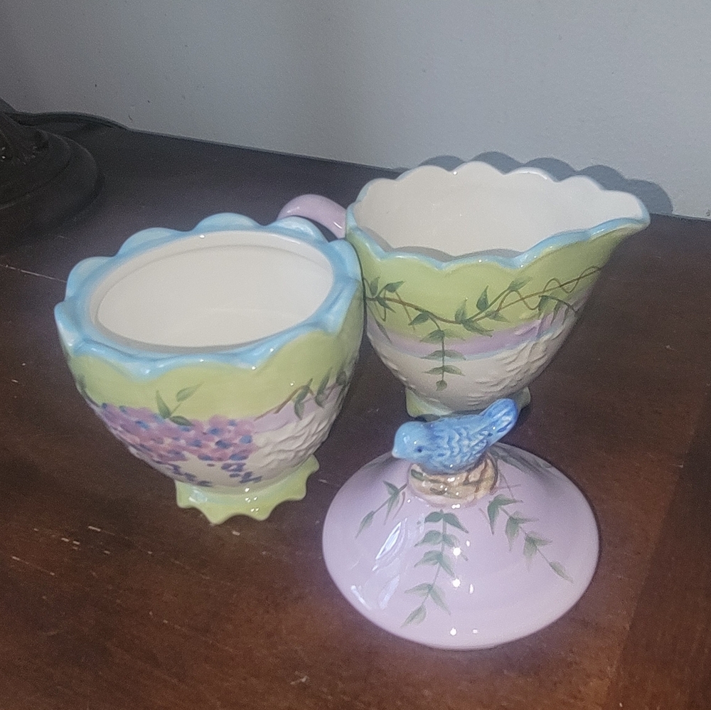 Wisteria Ivory Purple Lavender Green Teapot 🫖Wisteria Garden Sugar and Creamer - Picture 5 of 16